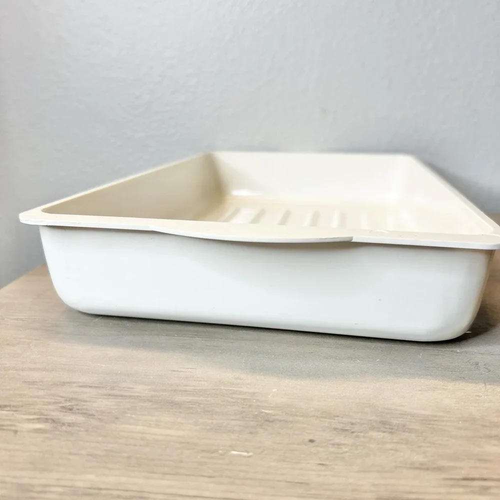 Vintage Tara Products Microwave‎ Baking Dish Crèam w/ Floral Brown 13.5